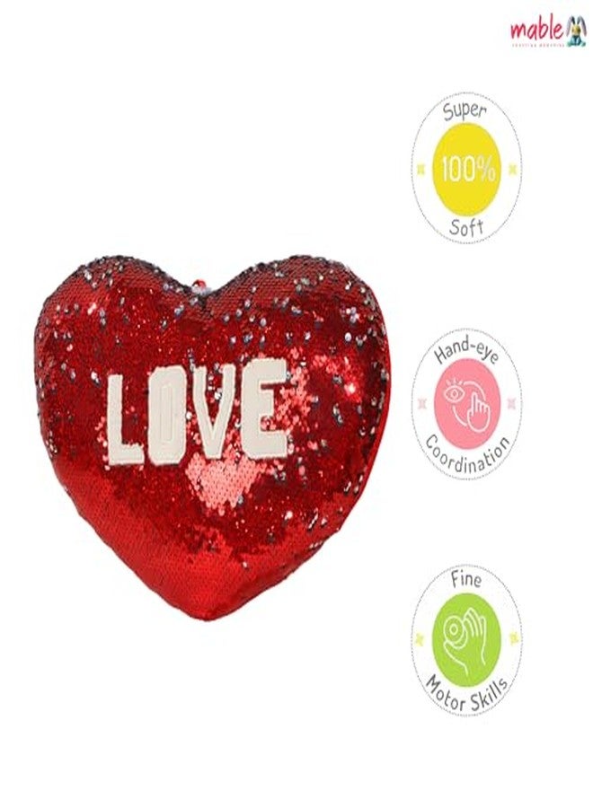 MABLE وسادة مابل على شكل قلب قابلة للعكس مزينة بالترتر (55 سم)، محشوة بحب، وسائد قطيفة ناعمة للبنات/الأولاد، هدية عيد الحب للصديقة/الصديق/الزوج والزوجة - Image 3